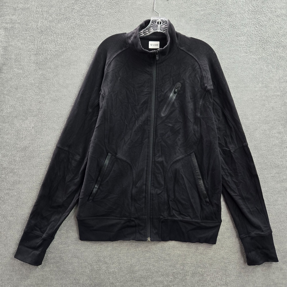Lululemon Men Jacket XL Black Trainer Track Pockets Full Zip Long Sleeve